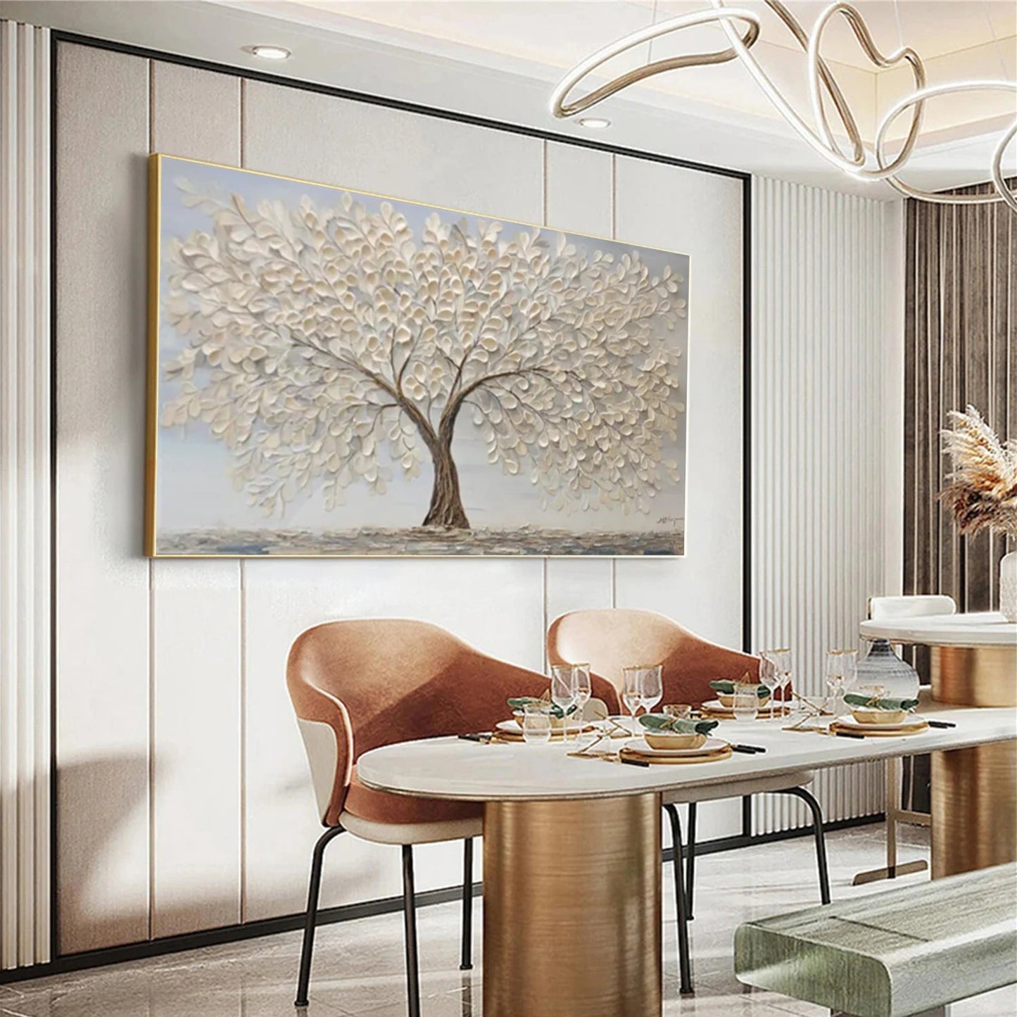 Eternal Ivory Canopy Abstract Painting