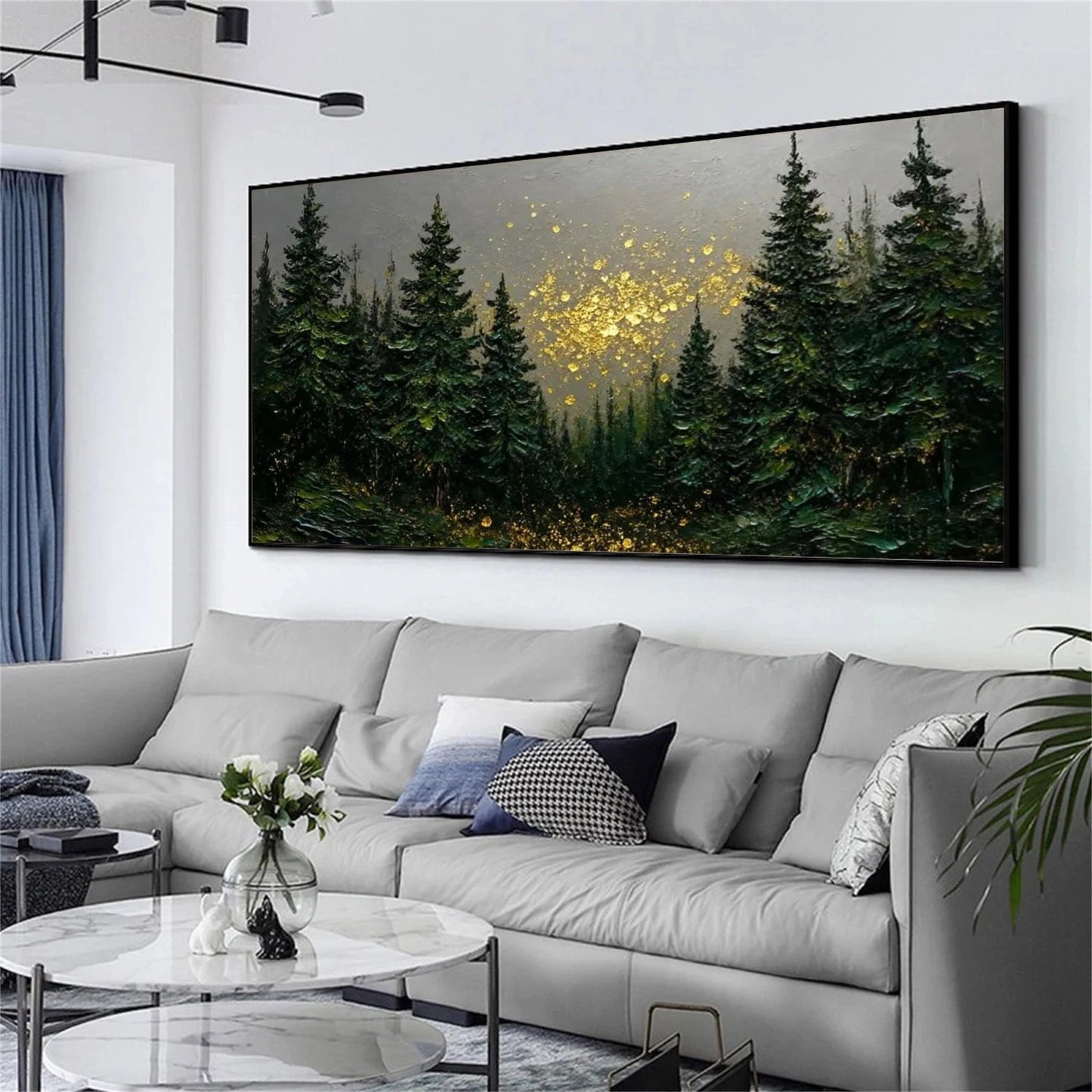 Enchanted Forest Gold Glow – Textured Landscape Painting