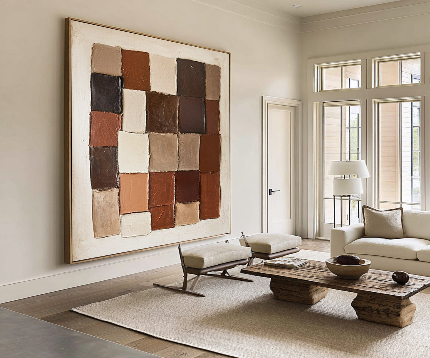 Sienna Mosaic Grid Abstract Painting