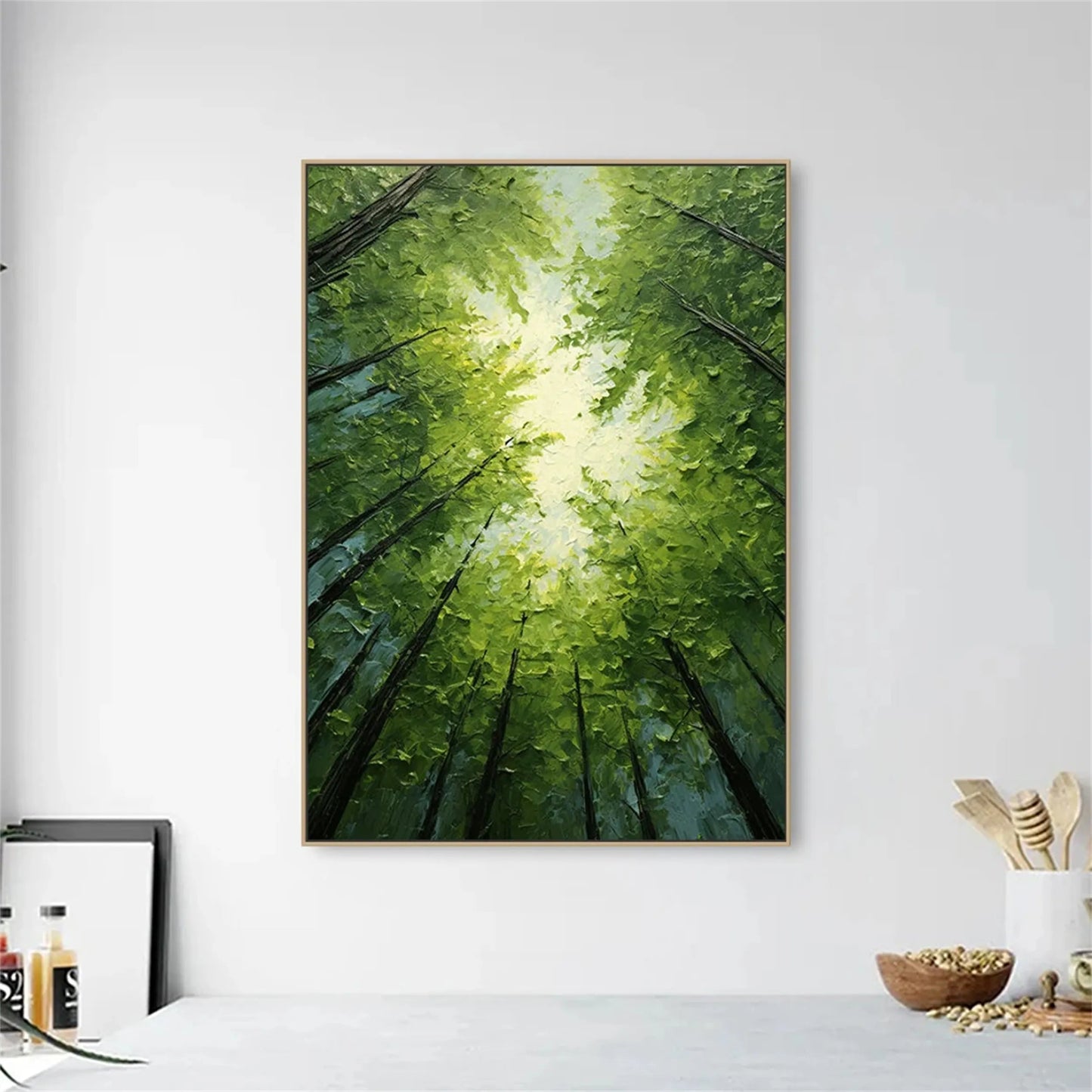 Emerald Canopy Light Forest Painting