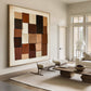Mocha Patchwork Geometric Abstract Painting