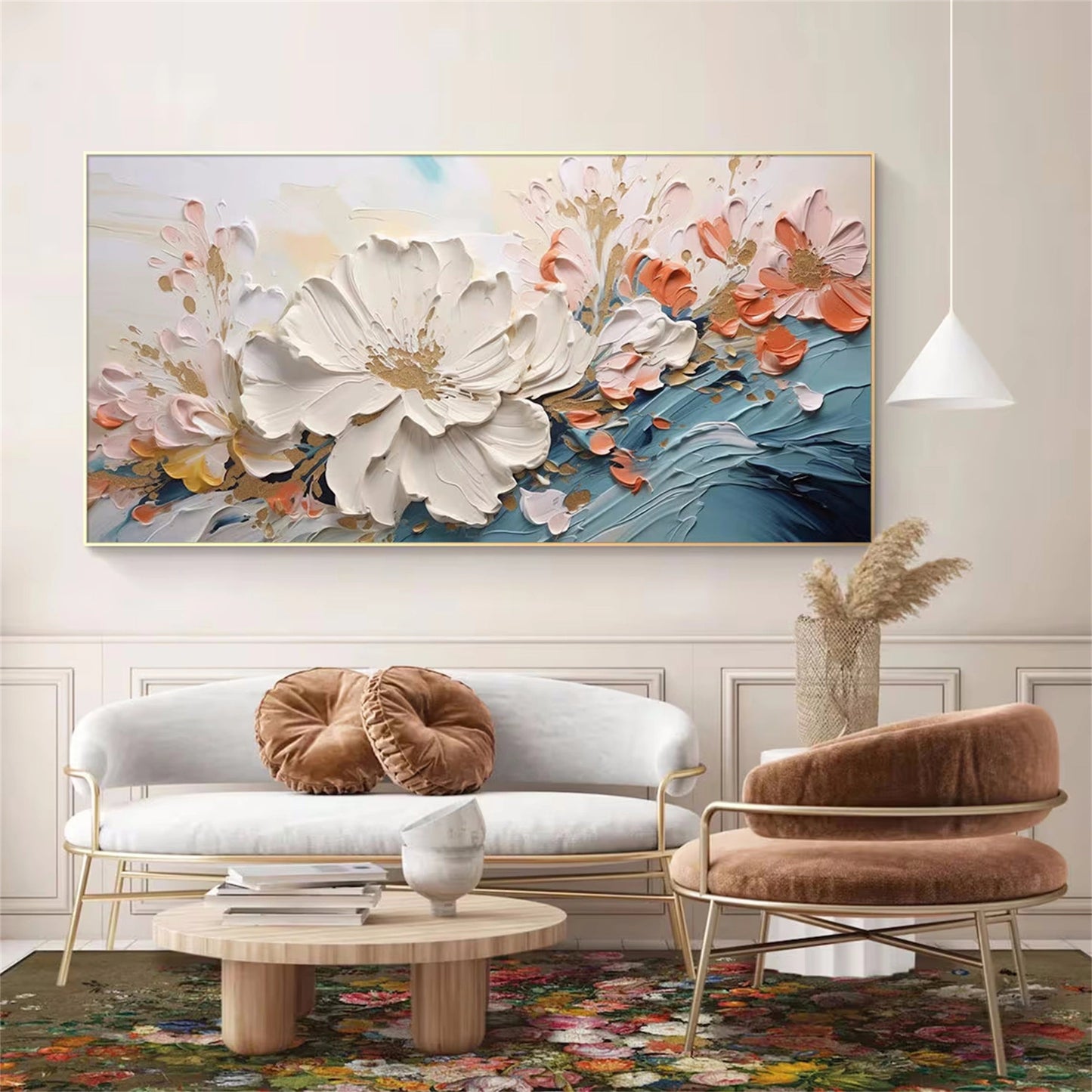Blush Tides Floral Abstract Painting
