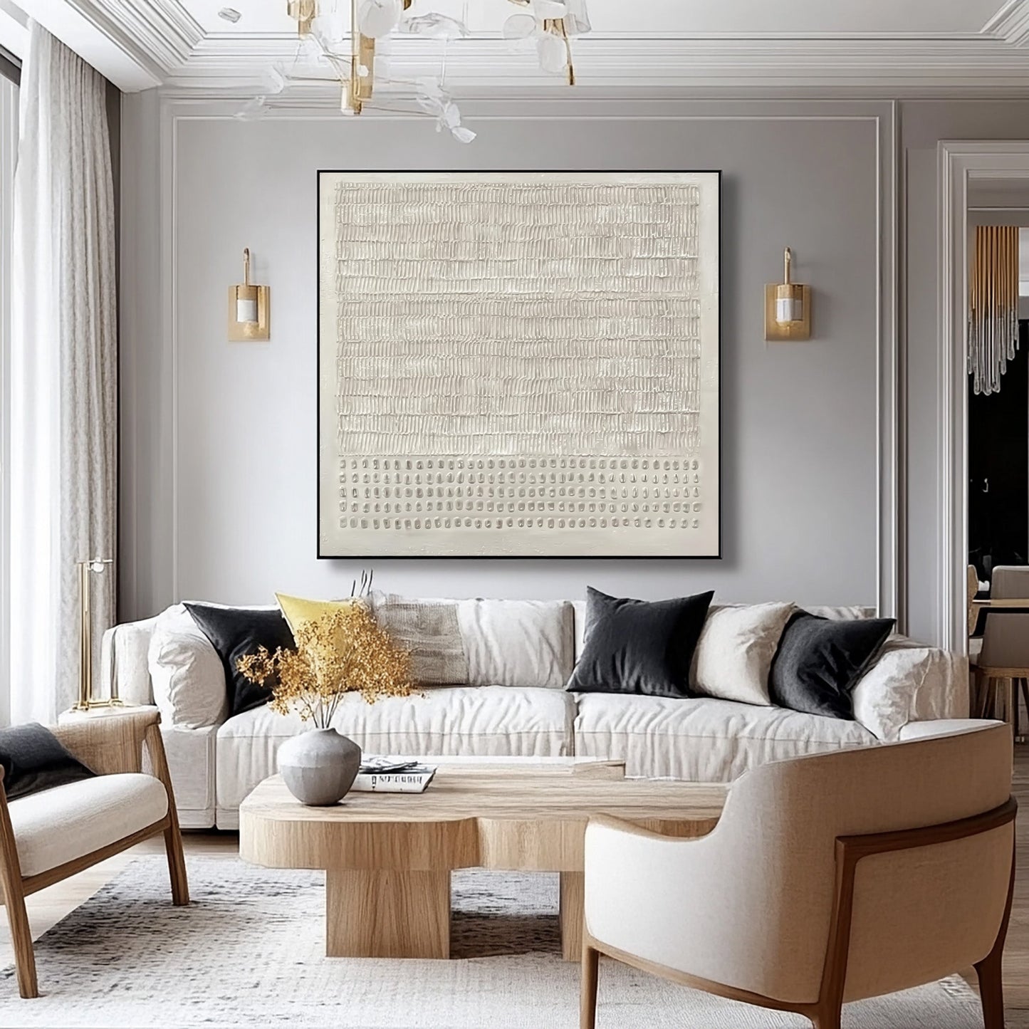 Ivory Rhythm Minimalist Textured Painting