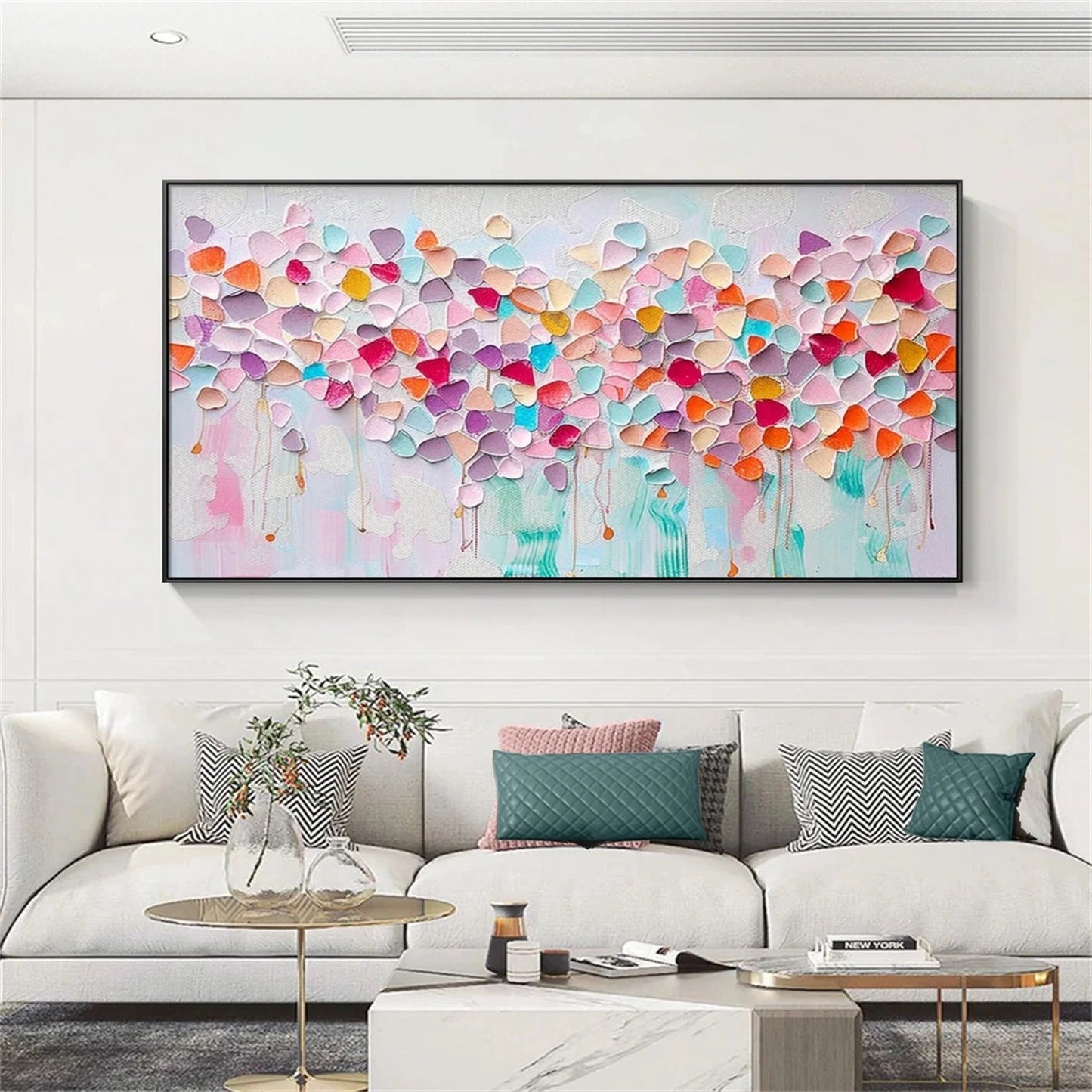 Pastel Petal Cascade Abstract Painting