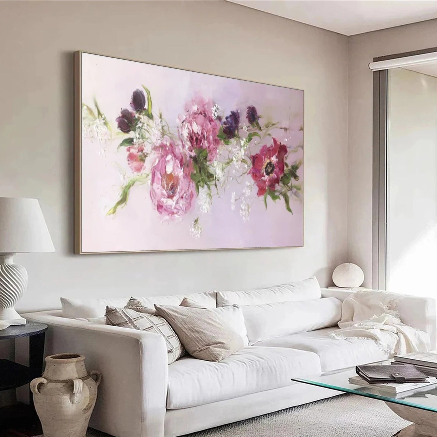 Blush Bloom Garden – Textured Floral Painting