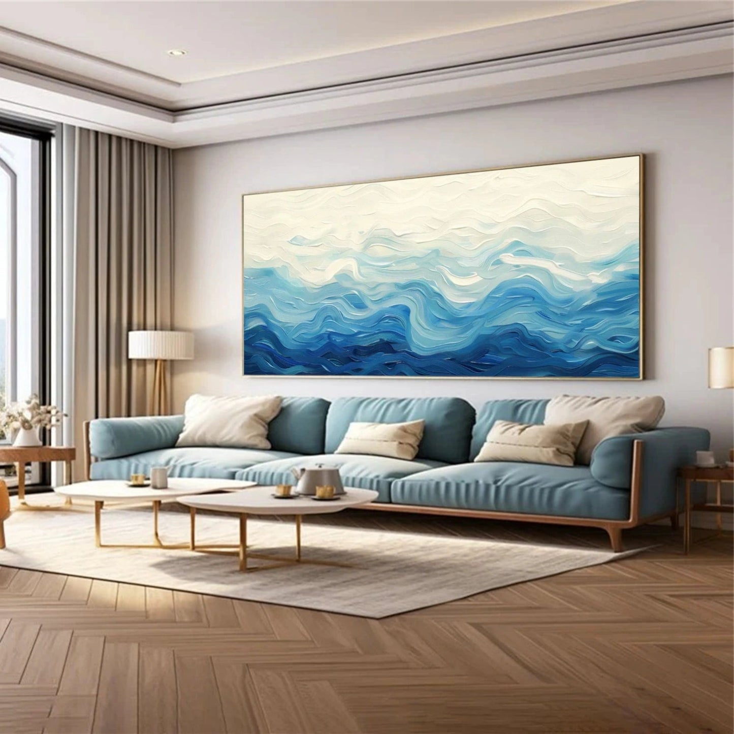 Azure Drift Blue Abstract Seascape Painting