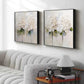 Soft Ivory Bloom Abstract Painting (Diptych) Set of 2