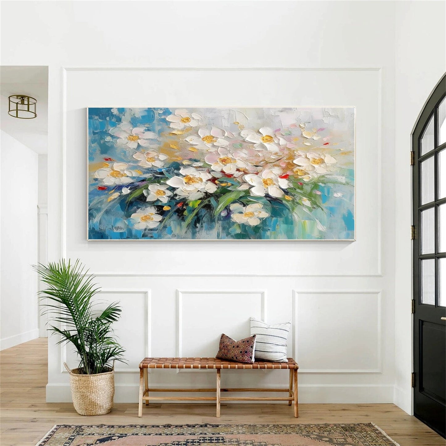 Morning Light White Floral Abstract Painting
