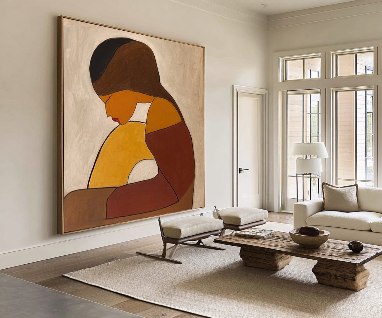 Quiet Embrace Earth-Tone Figurative Painting