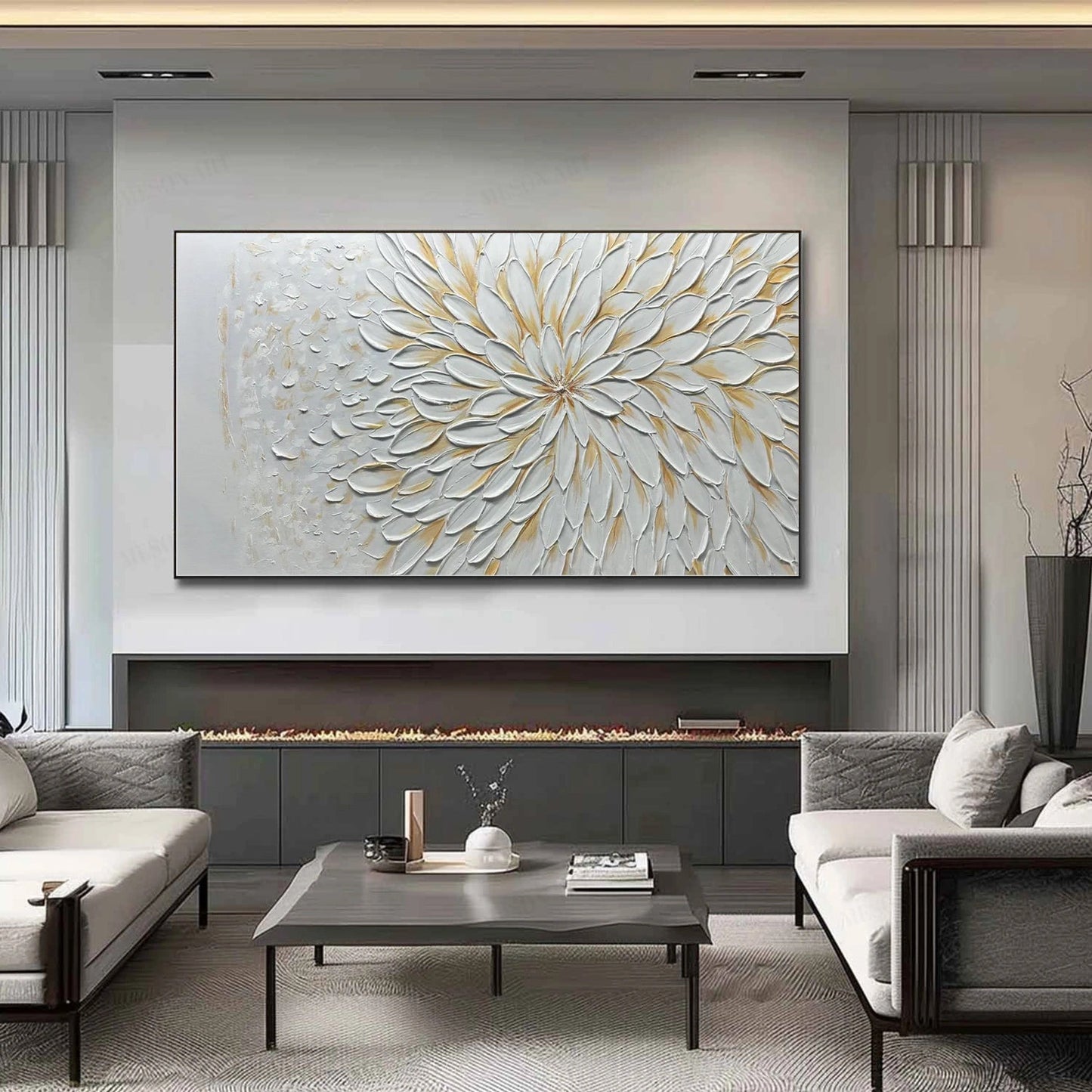 Ivory Radiance Petal Abstract Painting