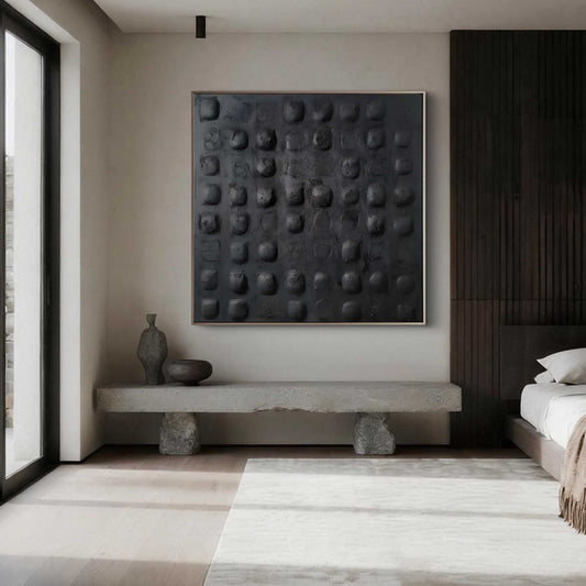Charcoal 3D Dots Abstract Painting