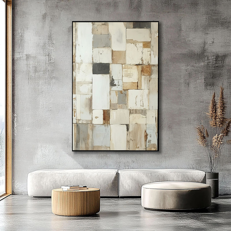 Aged Mosaic Neutral Abstract Painting