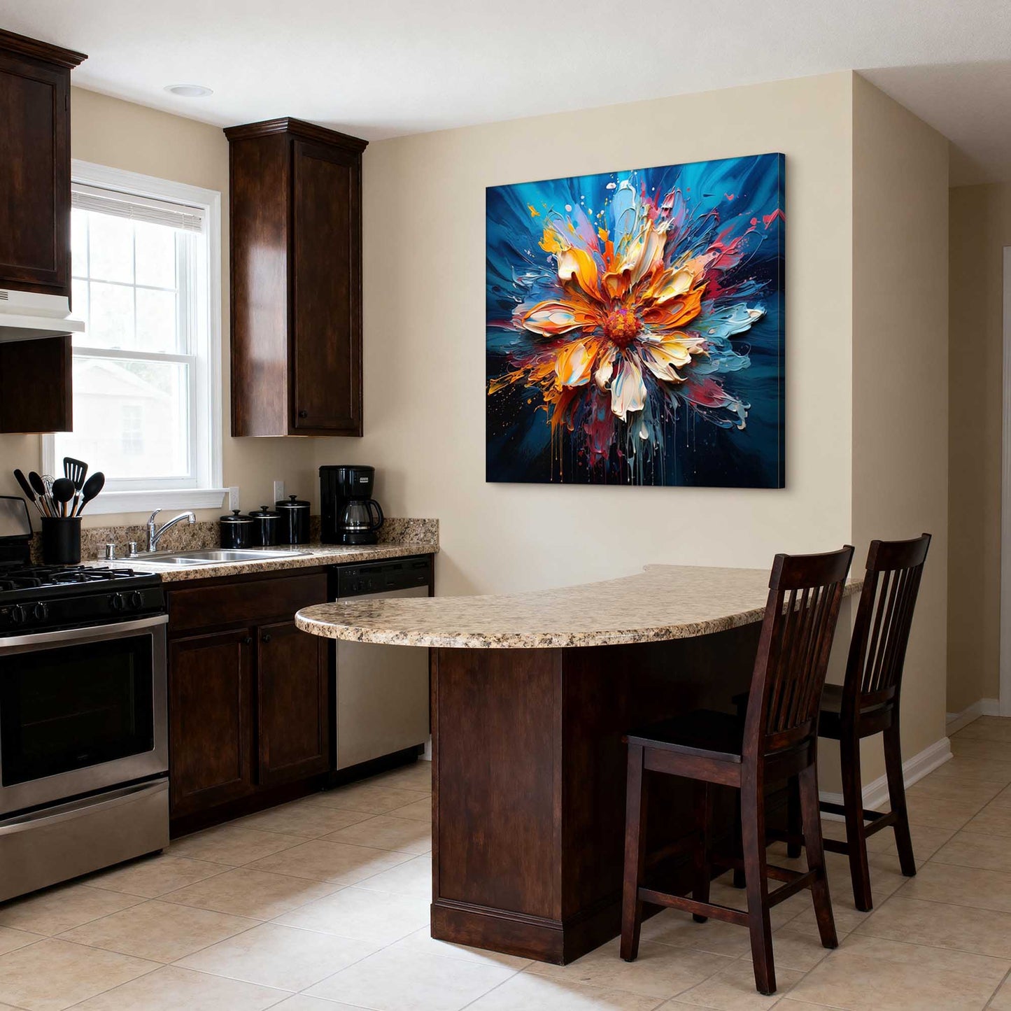 Aurora Bloom 3D Impasto Abstract Floral Painting