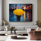 Yellow Umbrella Night Rain Painting