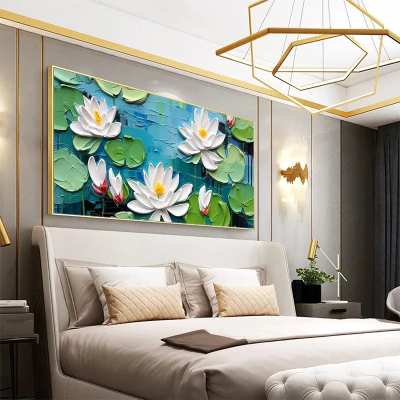 White Lotus Textured Painting