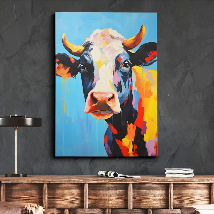Radiant Meadow Cow Painting