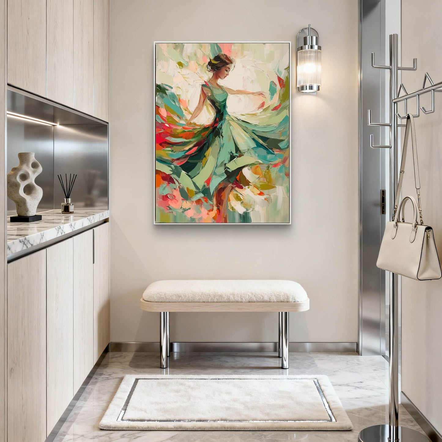 Emerald Ballerina Impasto Canvas Art