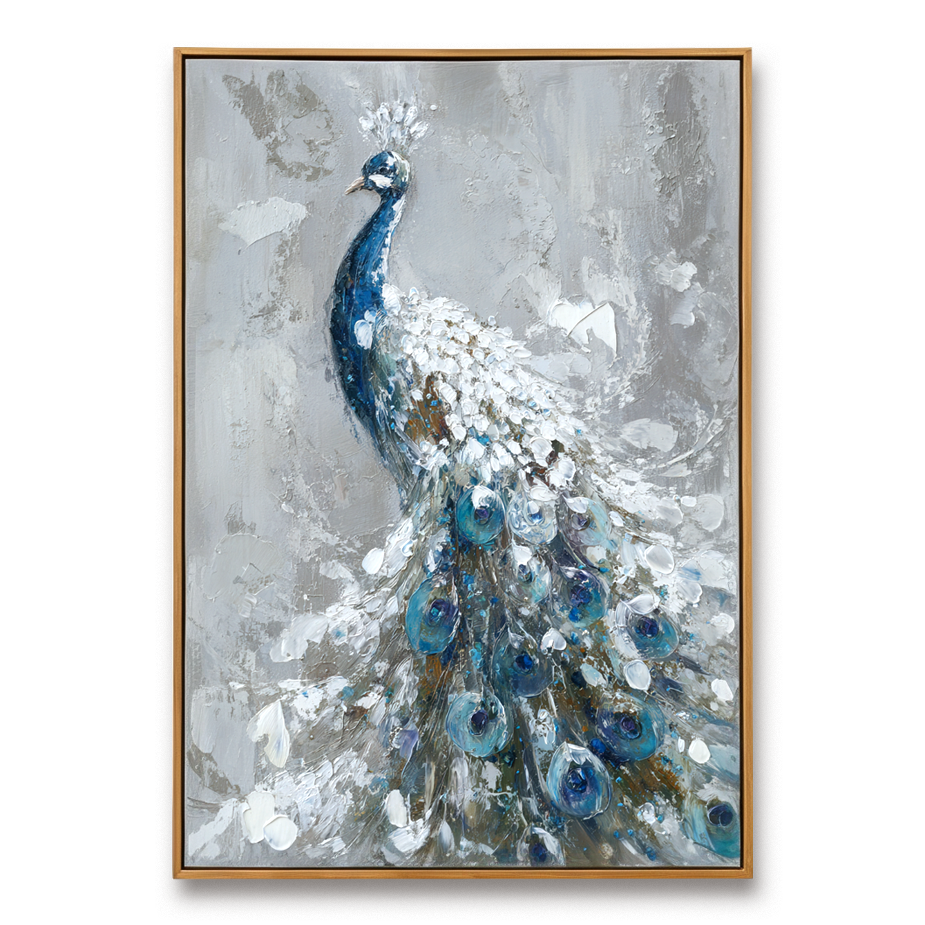 Blue Peacock Textured Wall Art #ART60