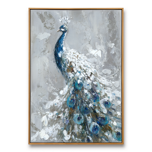 Blue Peacock Textured Wall Art #ART60