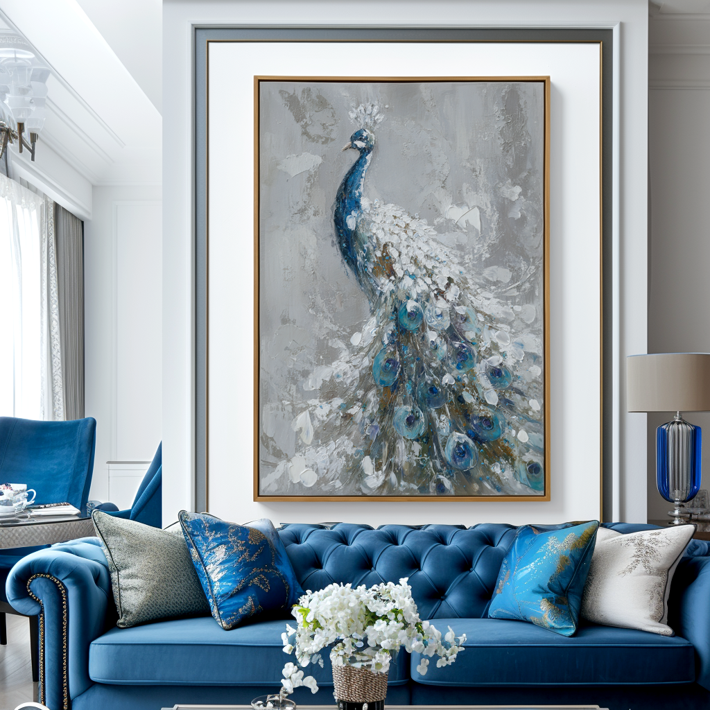 Blue Peacock Textured Wall Art #ART60