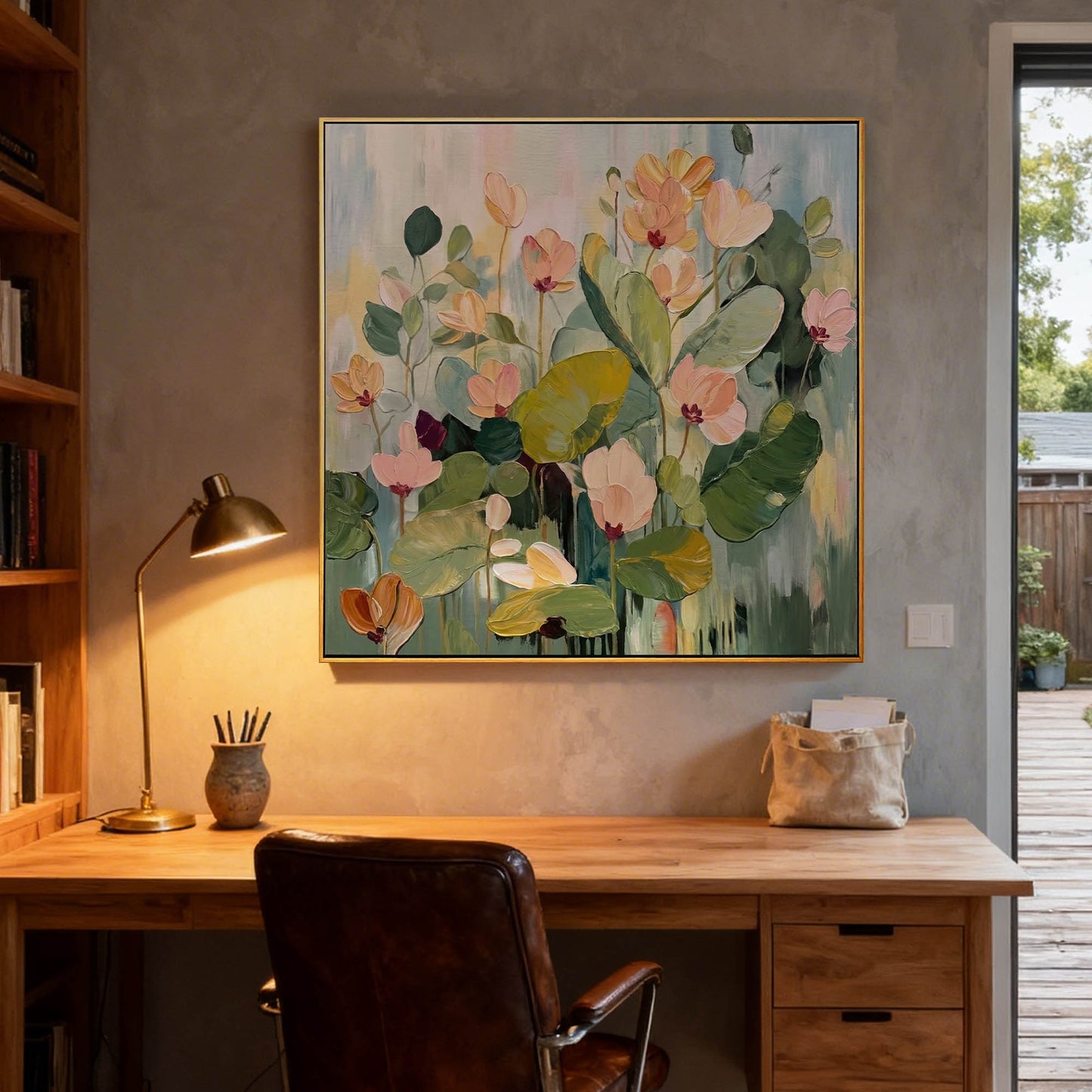 Serene Cyclamen Bloom Impasto Floral Painting