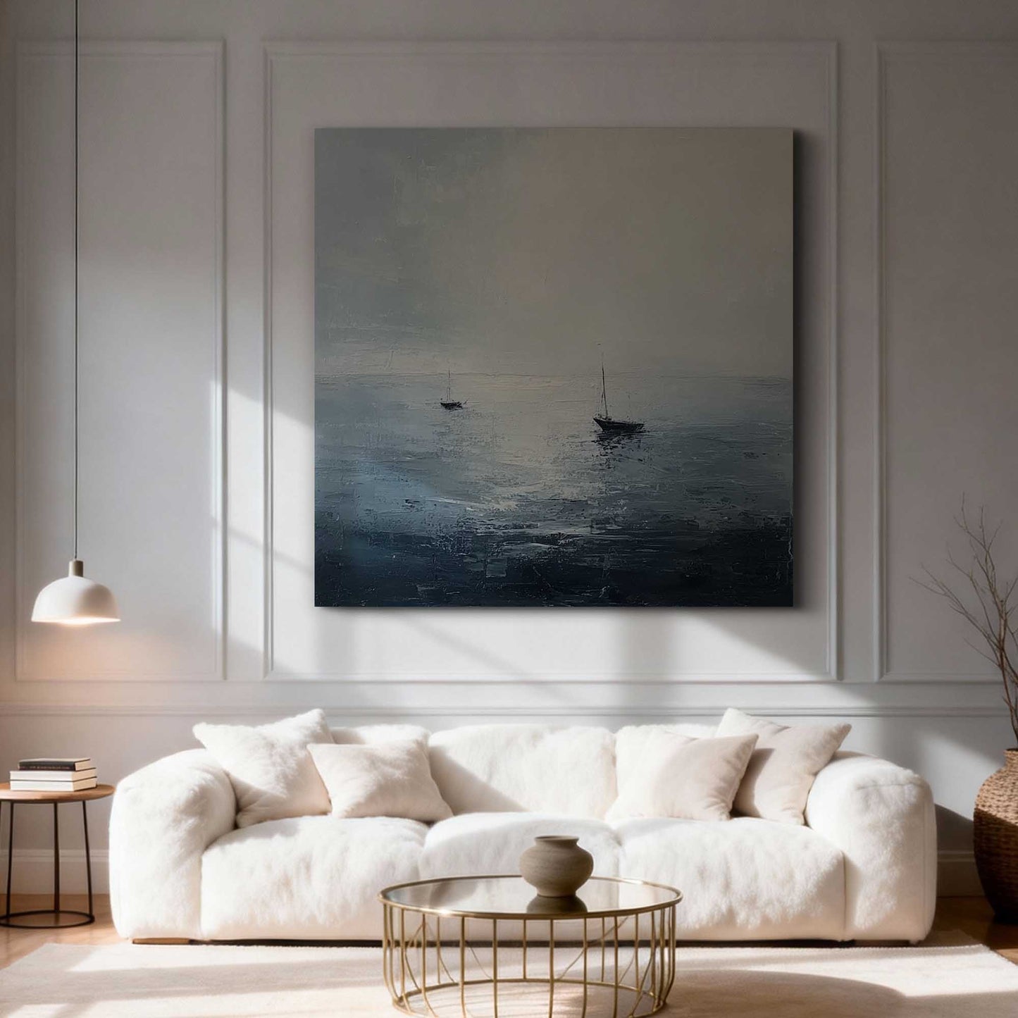 Misty Harbor Sailboat Painting