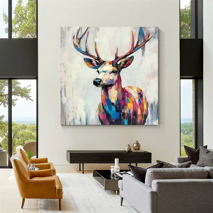 Vivid Spectrum Deer Painting