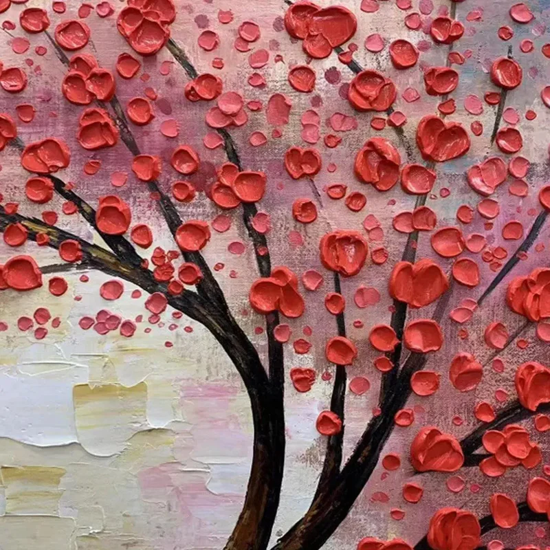 Red Blossom Textured Painting