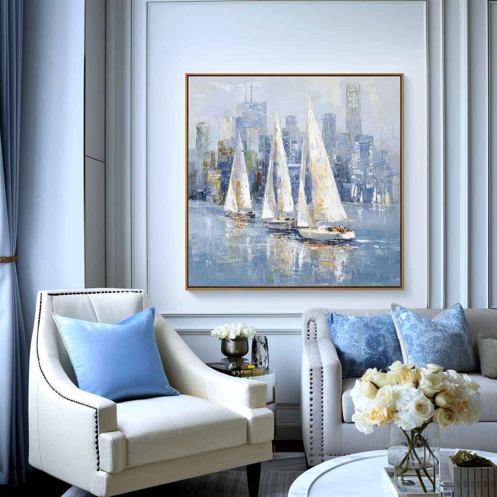 Blue Sailing Cityscape Painting #ART62