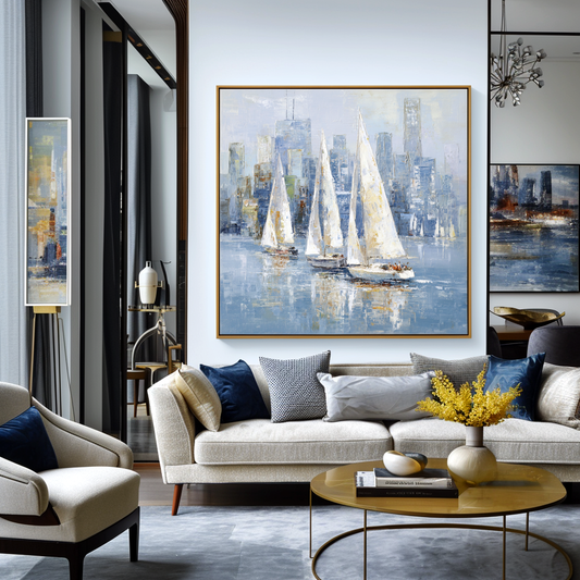 Blue Sailing Cityscape Painting #ART62
