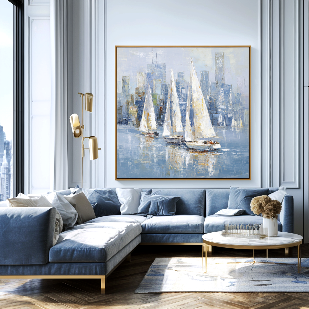 Blue Sailing Cityscape Painting #ART62