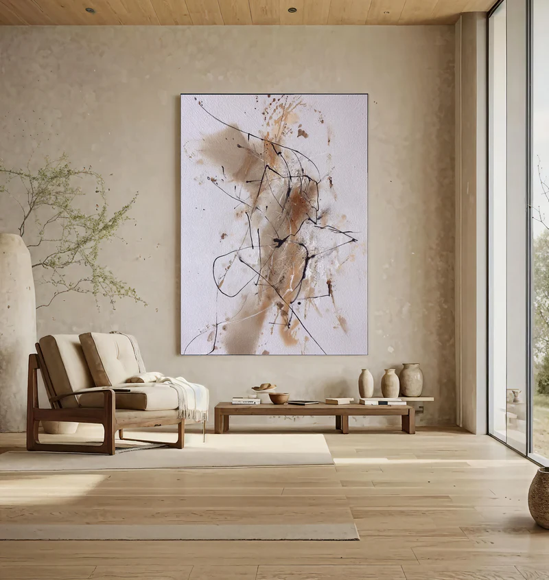 Chaotic Beige Abstract Painting