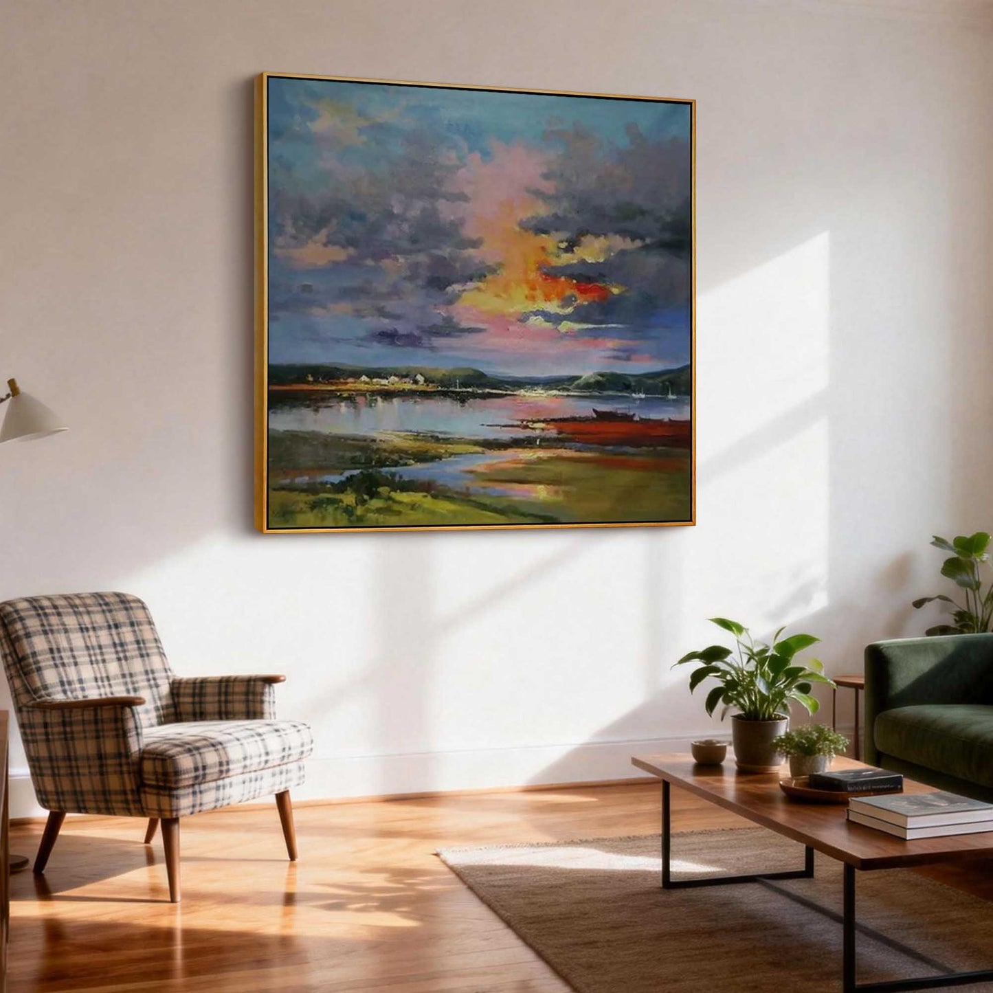 Sunset Harbor Impressionist Landscape Canvas Art