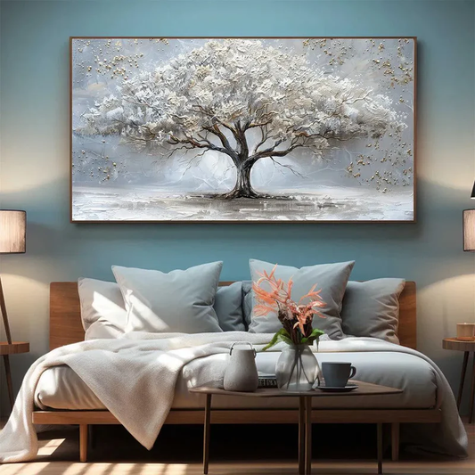 Silver Tree Textured Painting