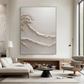 Crest Whisper White Textured Wave Painting