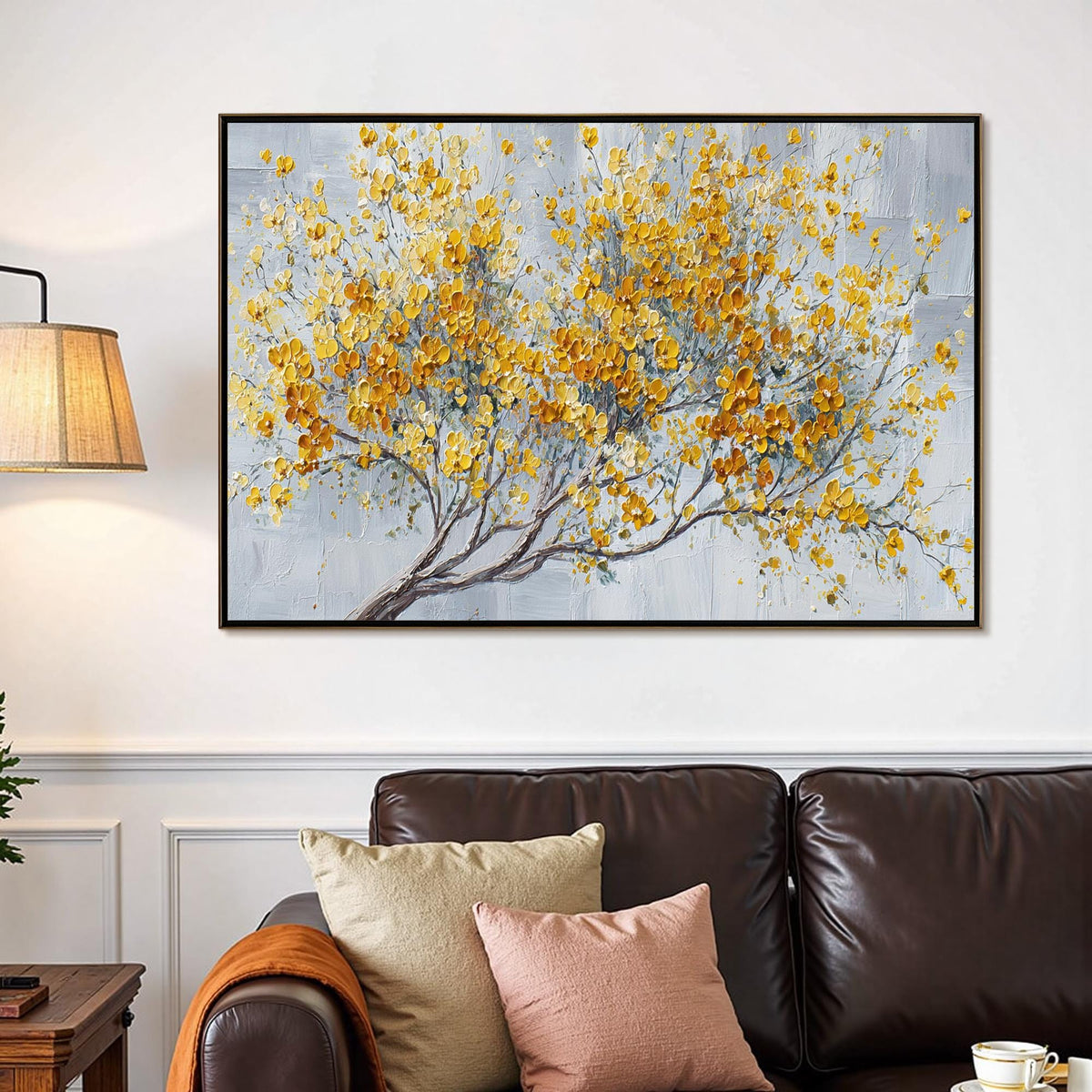Golden Flourish Floral Painting