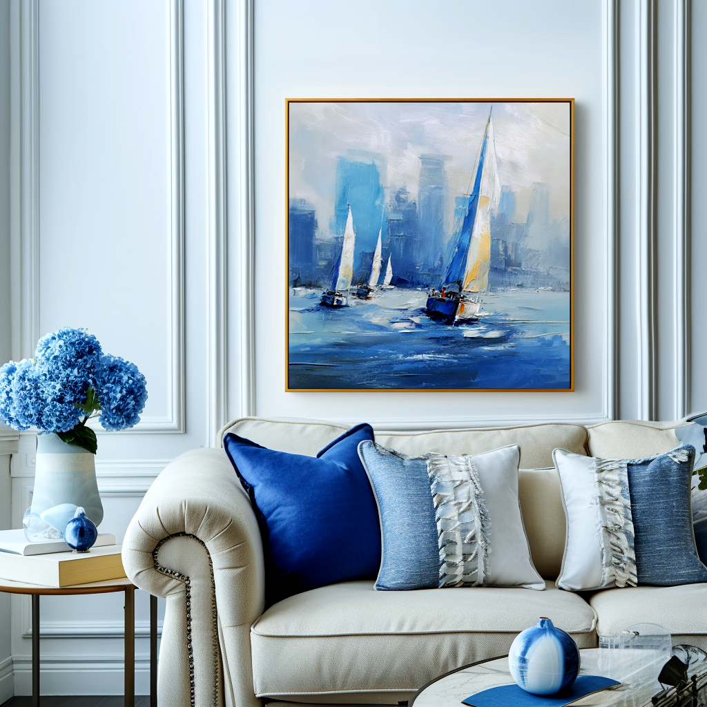Modern Blue Sailing Oil Painting #ART64