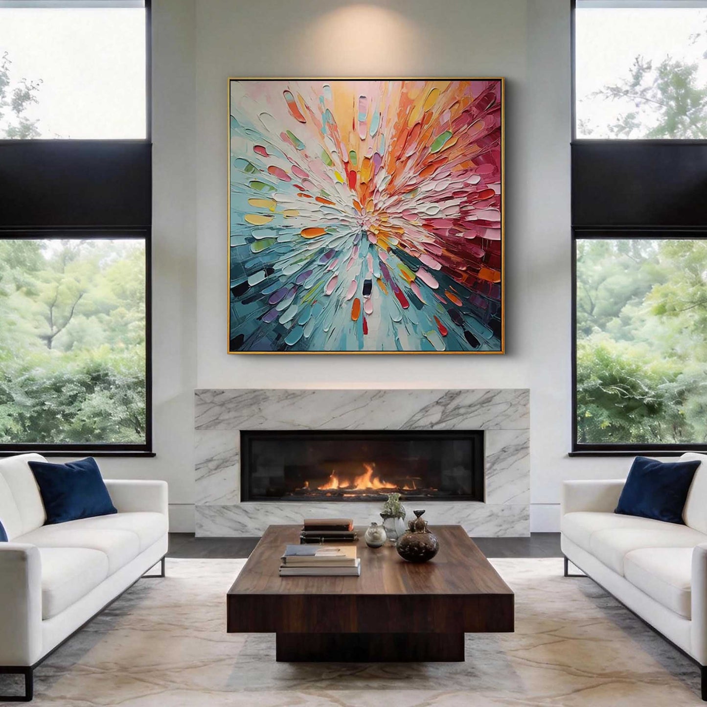Radiant Burst Impasto Abstract Canvas Art