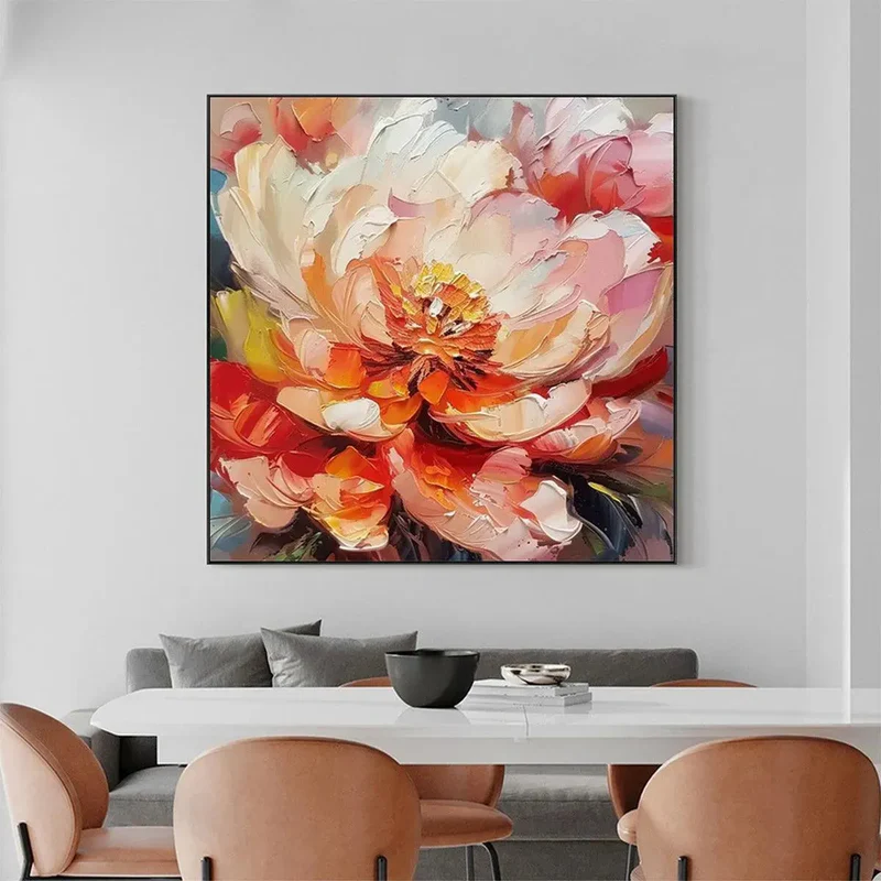 Orange Peony Textured Painting