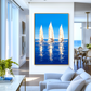 Minimalist Blue Sailboat Painting #ART65