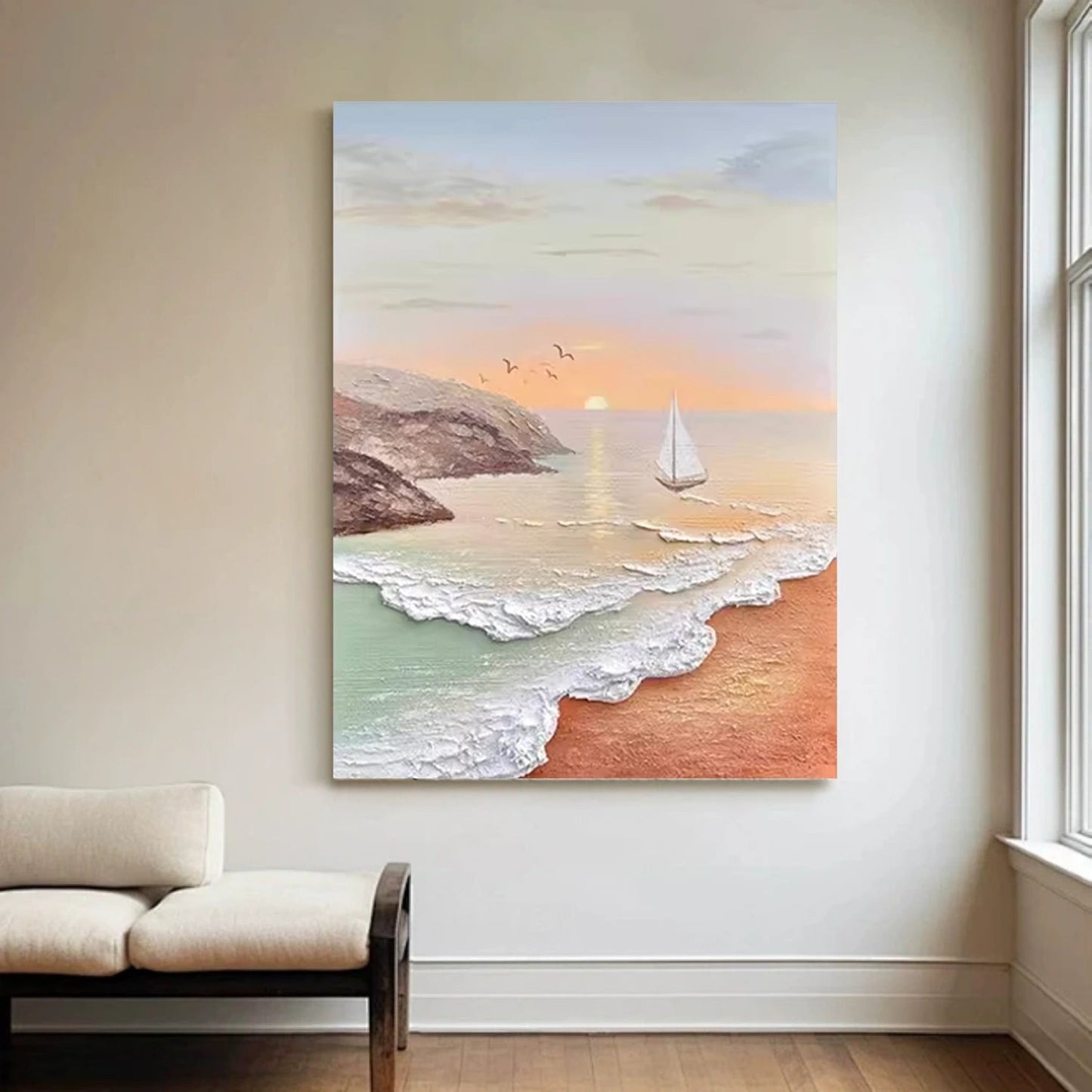 Sunset Coral-Sand Seascape Painting