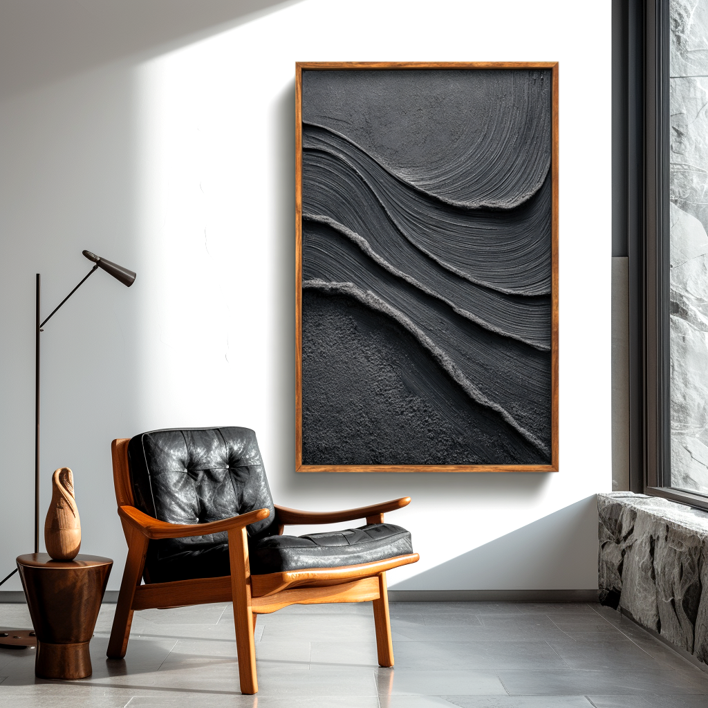 Black Textured Abstract Painting #ART66