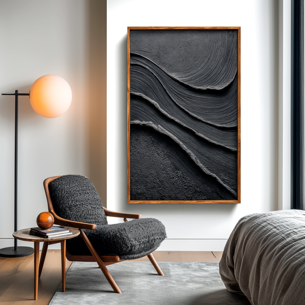 Black Textured Abstract Painting #ART66
