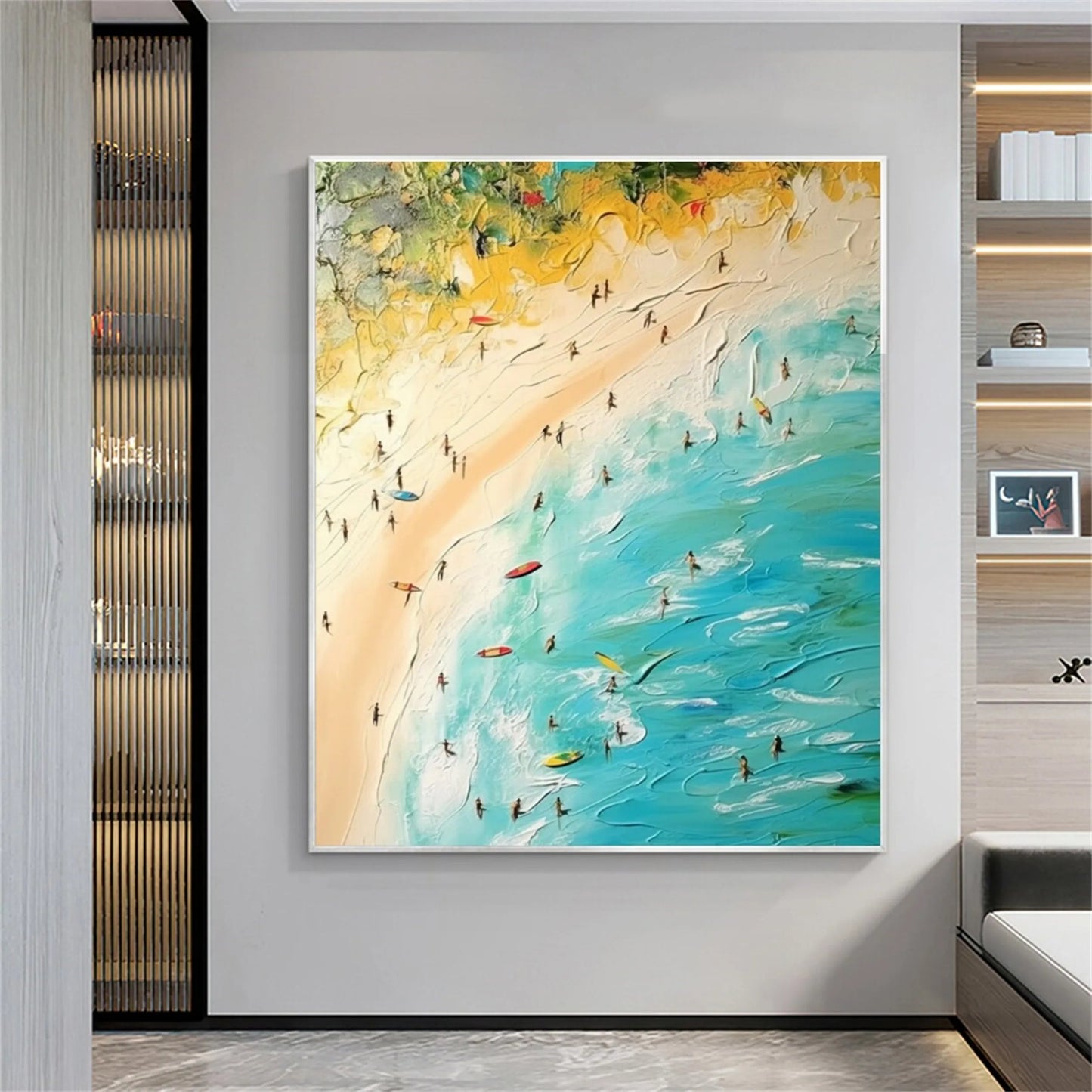 Sunlit Surf-Green Beach Scene Painting