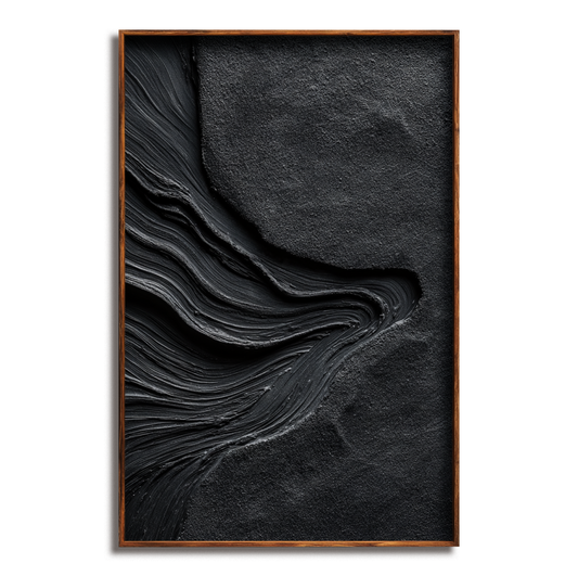 Black Textured Abstract Wall Art #ART69