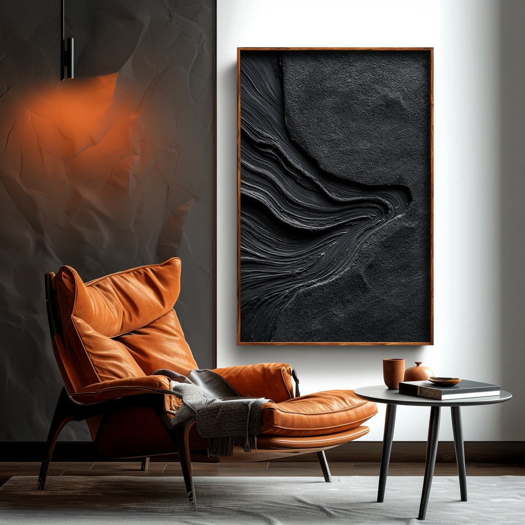 Black Textured Abstract Wall Art #ART69