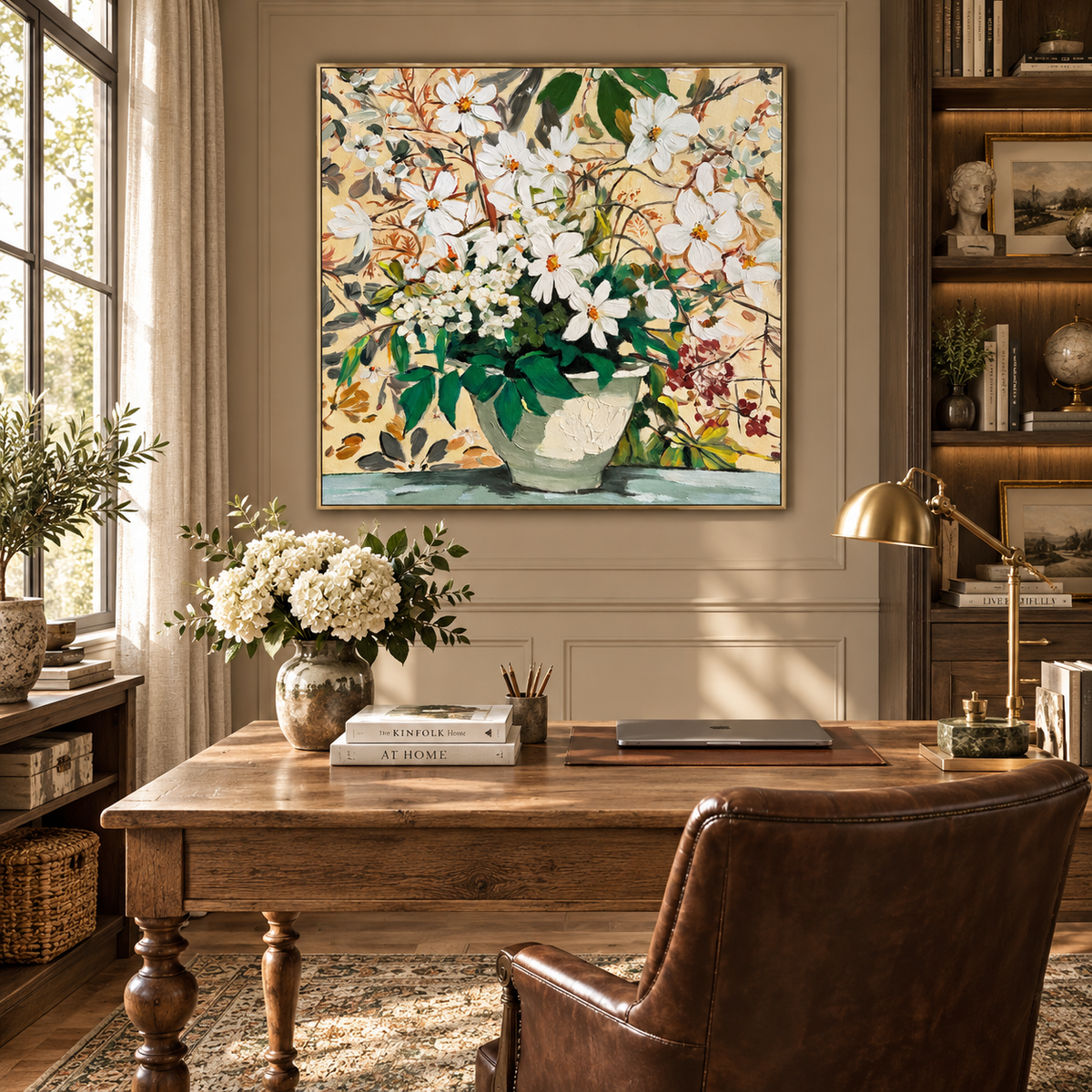 Whispering Petals White Floral Still Life Painting