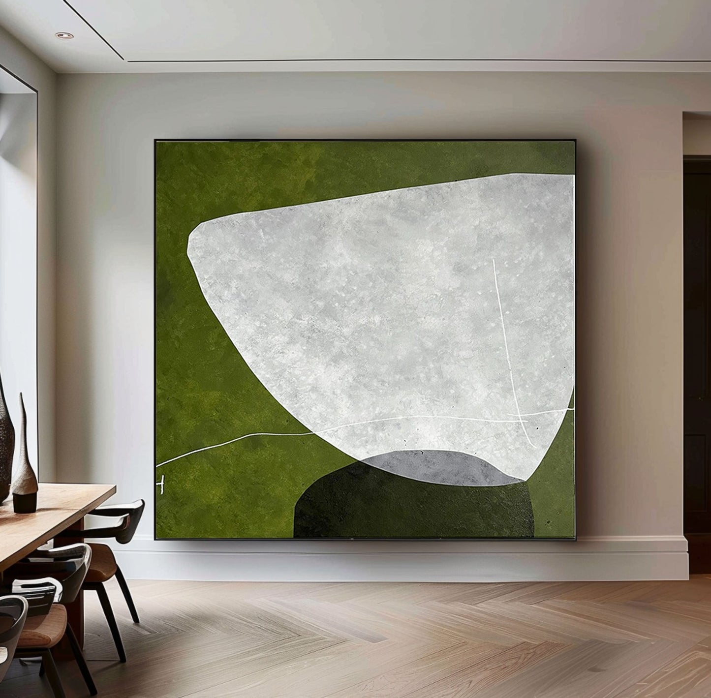Olive Stillness Abstract Painting