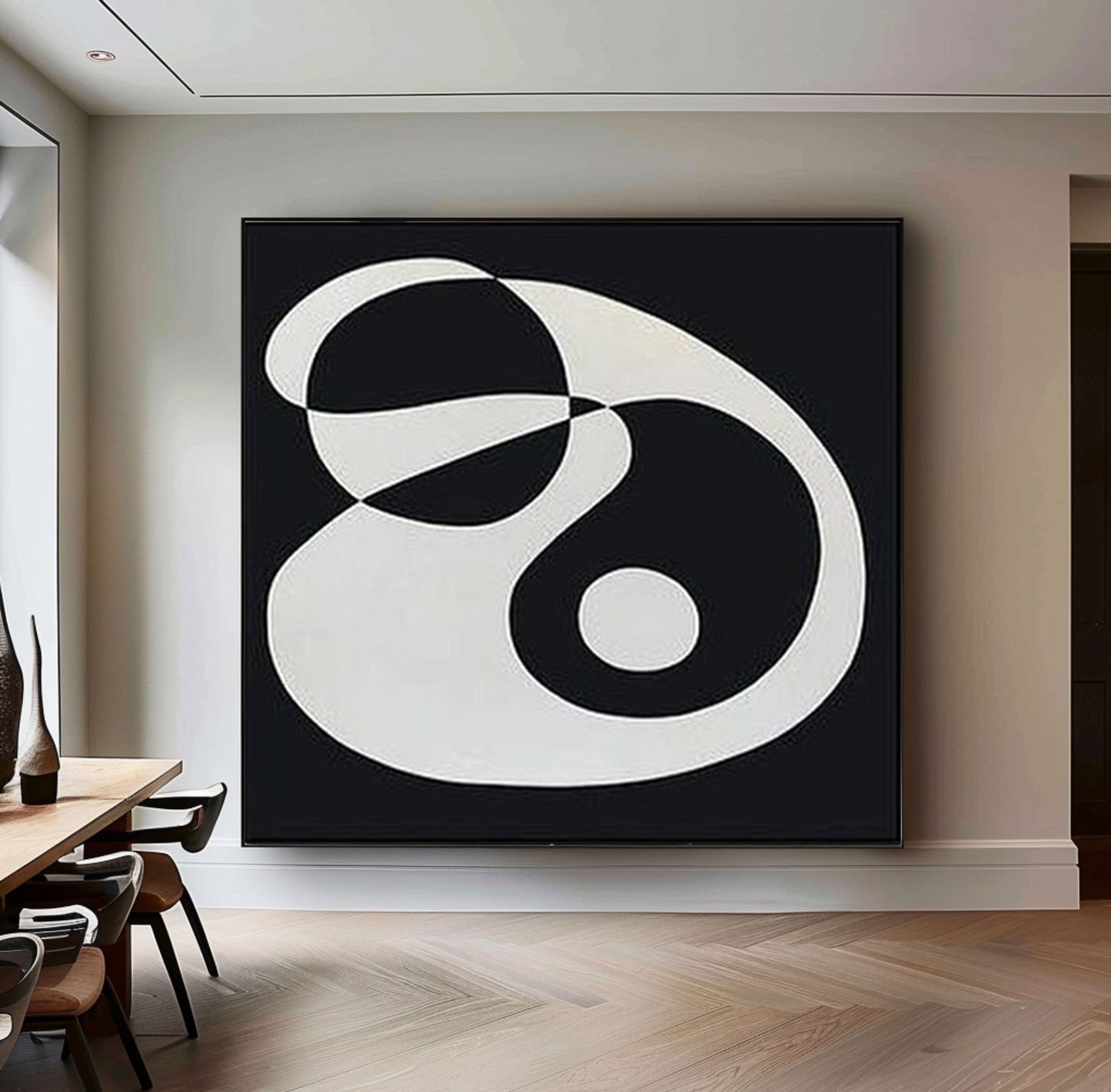 Eclipse Balance Black White Abstract Painting