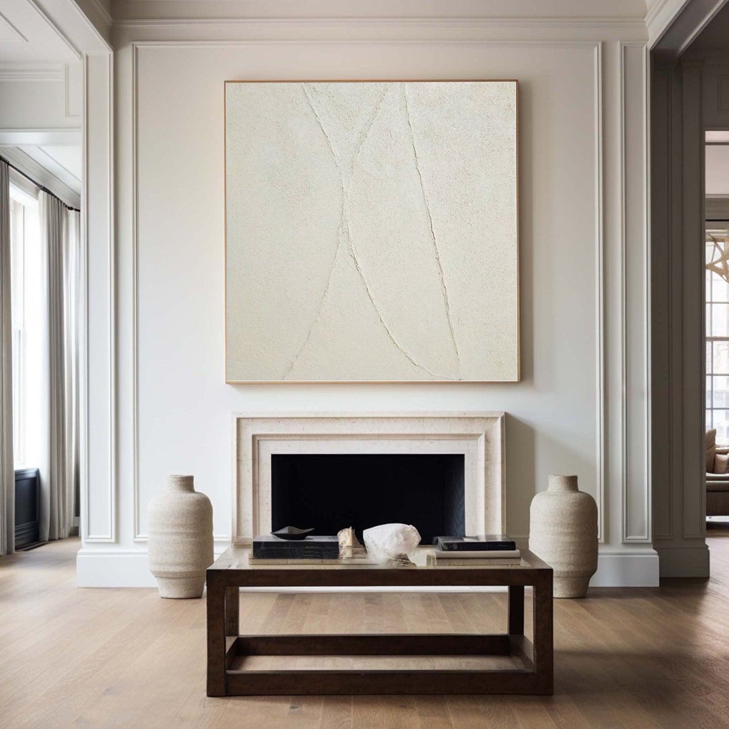 Gentle Trace Ivory Minimal Painting